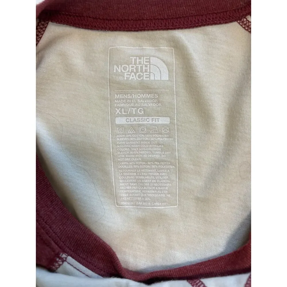 THE NORTH FACE 3/4 Raglan Sleeve Baseball Tee Classic Fit Mens XL Red & White